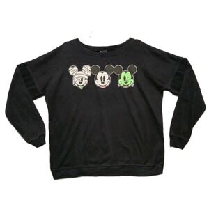 DISNEY Mickey Mouse Halloween Sweatshirt Mens XL Black Crewneck Long Sleeve